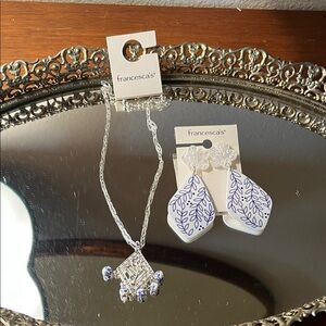 Francesca's Collections Silver Necklace with Blue Accents